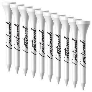 Plastic traditional cup golf tees- 2.75" 1 Color Logo Imprint Shank Only. White or Natural