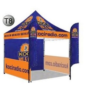 10'x10' Tent with Flags, Back Wall, & Side Rails