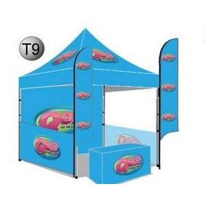 10'x10' Tent with Table Cover, Flags, Back Wall, & Side Rails
