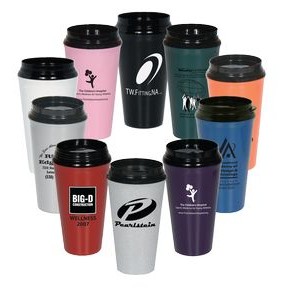 16 Oz. Double Wall Insulated Travel Tumbler w/Black Slider Lid