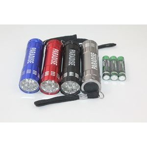 9LED Pocket Flashlight With Strap, Gift Box, And 3AAA Batteries Included!