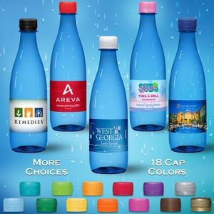 16.9 oz. Spring Water Full Color Label, Blue Glastic Bottle w/Flat Cap