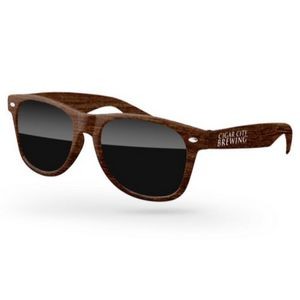 Faux-wood Retro Sunglasses