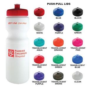 20 Oz White Plastic Water Bottle W/ your Choice of Lid Color