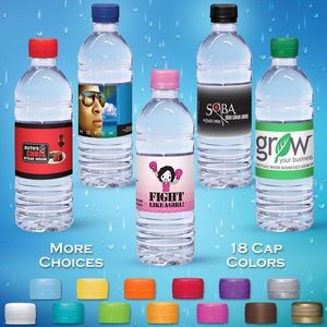 16.9 oz. Custom Label Spring Water w/ Purple Flat Cap - Clear Bottle