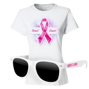 Breast Cancer Full-Color DTG T-Shirt (WHT) & Sunglasses Kit
