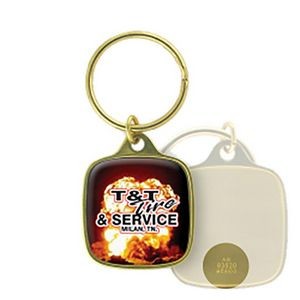 Keychain - Square Solid Brass Domed Keytag (1 1/8