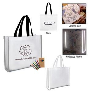 Reflective-Accented Colorable Tote with 6-Pack Crayons