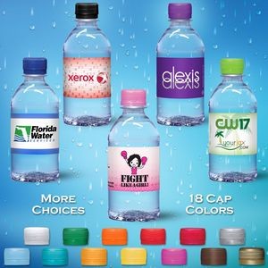 12 oz. Custom Label Spring Water w/Red Flat Cap - Clear Bottle