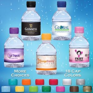 8 oz. Custom Label Spring Water w/Purple Flat Cap - Clear Bottle