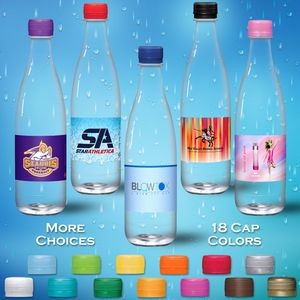 16.9 oz. Spring Water Full Color Label, Clear Glastic Bottle w/Fuschia Cap