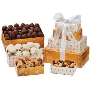 Four-Tier Tower - Almond Tea Cookies, White Chocolate Mini Pretzels, Roasted Peanuts, Chocolate Truf