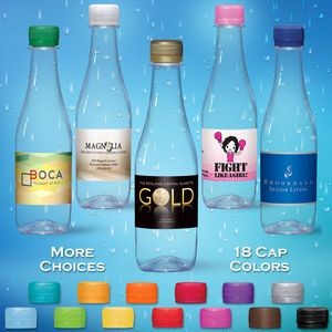 12 oz. Spring Water Full Color Label, Clear Glastic Bottle w/Blue Cap