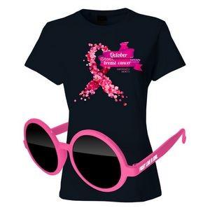 Breast Cancer Full-Color DTG T-Shirt (BLK) & Sunglasses Kit