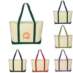 Large Cotton Tote Bag with Zipper