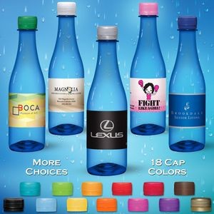 12 oz. Spring Water Full Color Label, Blue Glastic Bottle w/Flat Cap
