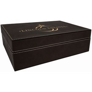 Black/Gold Laser Engraved Leatherette Premium Gift Box (12 1/4" x 8 1/4")