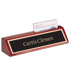 8 1/2" Rosewood Piano Finish Desk Wedge with Business Card Holder