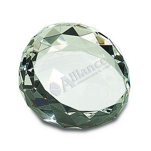 Clear Round Crystal Facet Paperweight (3 1/2