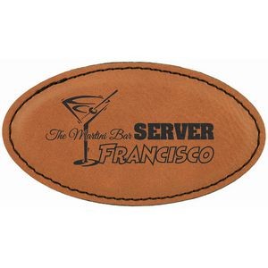Rawhide Laser Engraved Leatherette Oval Badge Blank with Magnet (3 1/4" x 1 3/4")
