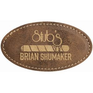 Rustic Laser Engraved Leatherette Oval Badge Blank with Magnet (3 1/4" x 1 3/4")