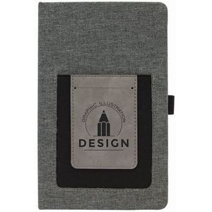 Gray w/Gray Laser Engraved Leatherette Journal with Cell/Card Slot (5 1/4" x 8 1/4")