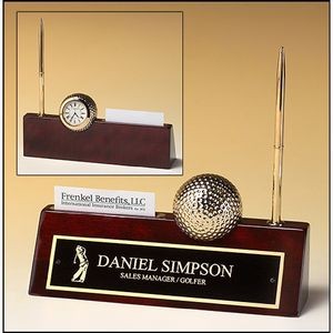 Golf-Themed Rosewood Piano Finish Desk Accessory (9"x9")