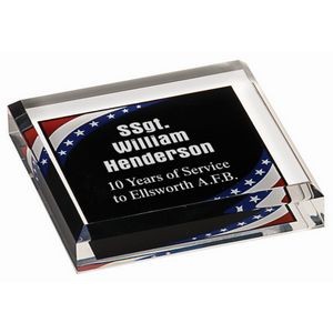 Stars & Stripes Marbleized Acrylic Paperweight (3 3/4