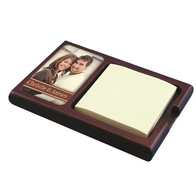 4 1/4 x 6 1/4 Mahogany Sticky Note Holder with Full Color Insert