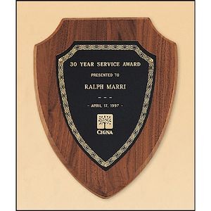 Walnut Shield Plaque with a Black Brass Plate (8.5