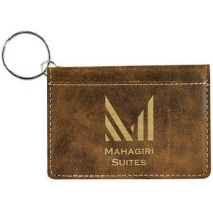 Rustic/Gold Leatherette Id Holder/Keychain (4.25" x 3")