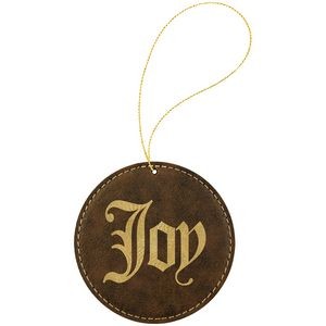 Rustic/Gold Leatherette Round Ornament