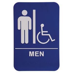 Kota Pro ADA 6" x 9" Blue/White Men (w/wheelchair) Accessible Restroom Sign