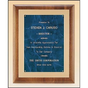 Walnut & Sapphire Plaque with Gold Embossed Frame (11" x 14")