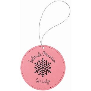 Pink Leatherette Round Ornament