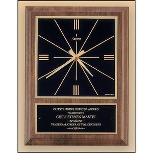 Walnut Vertical Wall Clock with Square Face (9"x12")