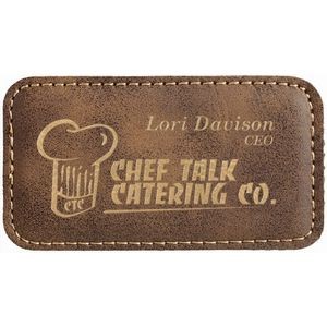 Rustic/Gold Laser Engraved Leatherette Badge Blank with Magnet (3 1/4" x 1 3/4")