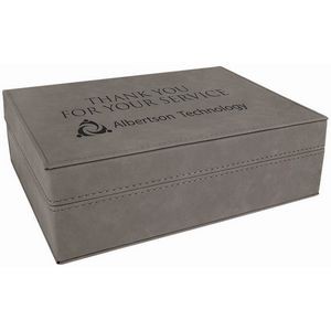 Gray Laser Engraved Leatherette Premium Gift Box (8" x 6 3/8")