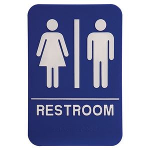 Kota Pro ADA 6" x 9" Blue/White Unisex Accessible Restroom Sign