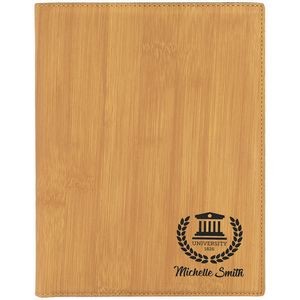 7" x 9" Bamboo Laser Engraved Leatherette Small Portfolio with Notepad