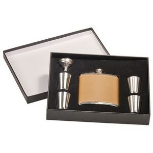 Leather/Stainless Steel Flask Set with Presentation Box