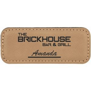 Light Brown Laser Engraved Leatherette Badge Blank with Magnet (3 1/4" x 1 3/4")