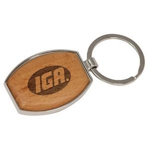 Metal/Wood Oval Key Chain