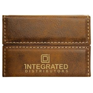 Rustic/Gold Leatherette Hard Business Card Holder (3.75" x 2.75")