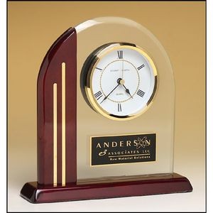 Arched Clock with Rosewood Piano Finish Post and Base (7.5