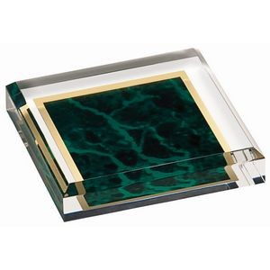 Green Marbleized Acrylic Paperweight (3 3/4" x 3 3/4")