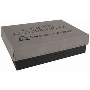 Gray Gift Box with Laser Engraved Leatherette Lid (7 3/8" x 5 3/4")