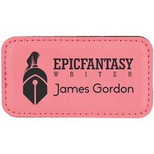 Pink Laser Engraved Leatherette Badge Blank with Magnet (3 1/4" x 1 3/4")
