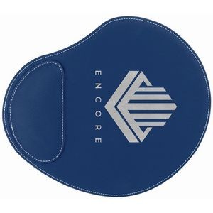 Blue/Silver Laser Engraved Leatherette Mouse Pad (9" x 10 1/4")