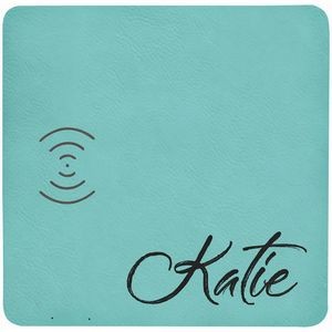 Teal Laser Engraved Leatherette Phone Charging Mat (8" x 8")